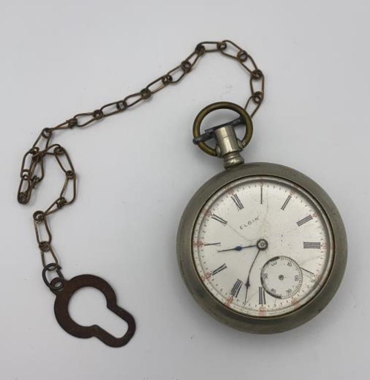 Elgin pocket watch with chain
