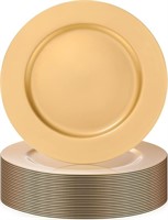 Zopeal 24 Pcs Plastic Charger Plates Round Dinner