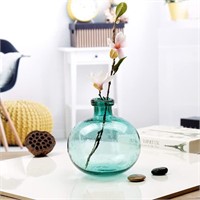 $25  DOKOT Clear Glass Vase  Minimalist  Turquoise