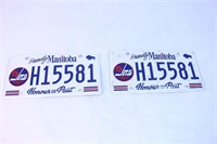 Winnipeg Jets Manitoba License Plate Pair