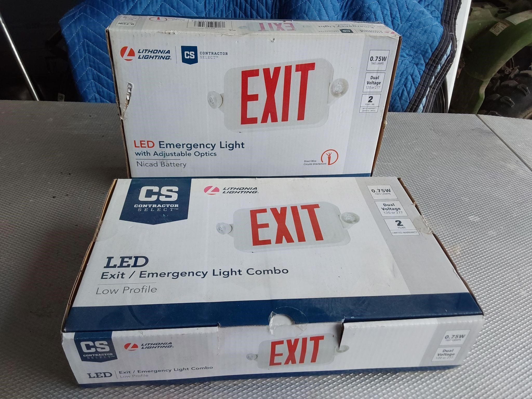 2 LED Exit/Emergency Sign/Light Combo NIB