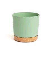 Set of 2 , 6.5" Plant Pot with Saucer - Green