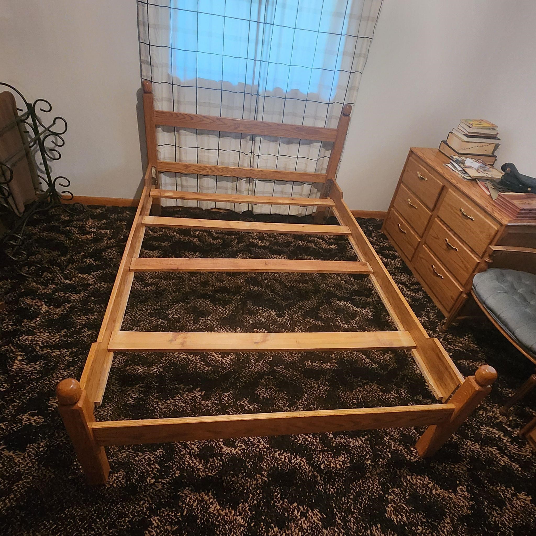Hand made oak full size bed.