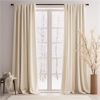 Lazzzy Velvet Curtains 96 Inch Long Beige Thermal