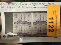 STAMP BLOCK #923 FIRST STEAMSHIP ISSUE OG NH