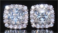 Cushion Cut 4.50 ct White Topaz Earrings