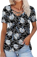 SIZE : L - Womens Tops Short Sleeve O-Neck