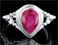 Pear Cut 2.00 ct Natural Ruby Ring