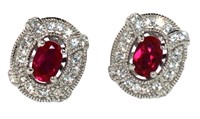 Quality Ruby Designer Halo Earrings