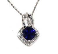 Elegant Blue & White Sapphire Necklace