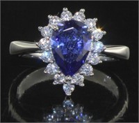 Pear Cut 2.11 ct Tanzanite Designer Ring