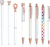 8 PCS White Ballpoint Pen Set, Metal Ballpoint Pen