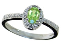 Natural Oval Peridot & Diamond Ring