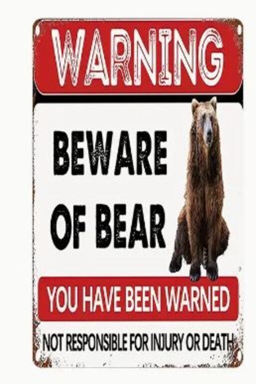 1pc, Aluminum Sign,"WARNING BEWARE OF BEAR", (12