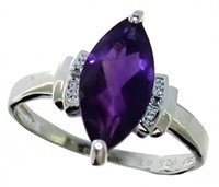 Marquise Cut 2.55 ct Amethyst & Diamond Ring