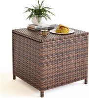 $60  Outdoor Wicker Side Table  Brown  1 PC