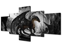 Office Wall Art Dragon Poster Black and White Wall