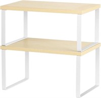 Set of 2 Cabinet Kitchen Shelves Stackable Counter