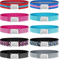 10 Pieces Kids Adjustable Buckle Belts Clasp Elast