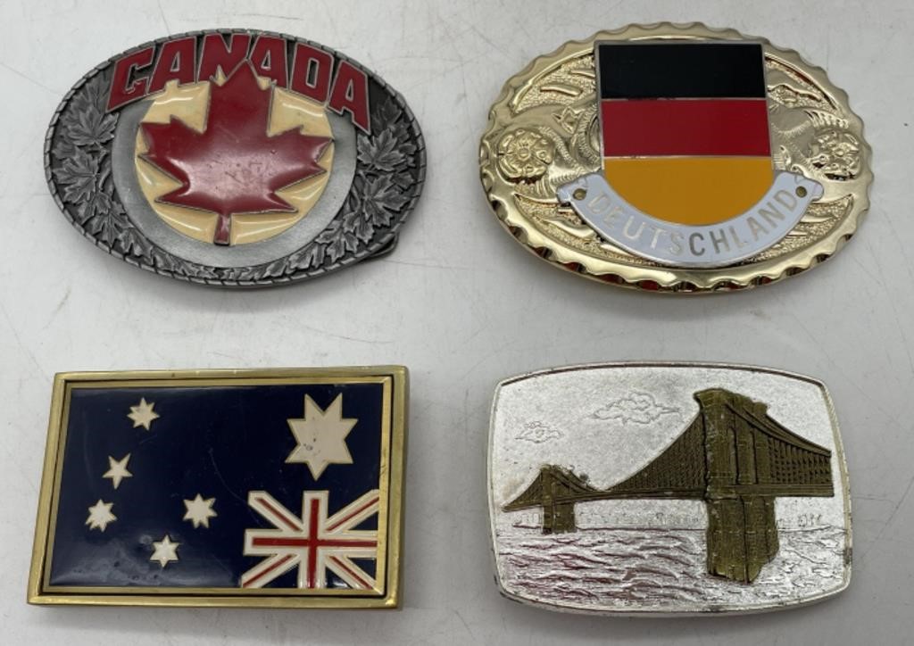 (NO) 4 Belt Buckle’s including Canada, British,