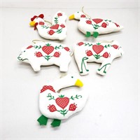 Vintage fabric animal Christmas ornaments