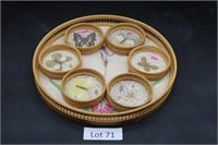 Vintage Pressed Butterfly Bamboo Tray Coasters