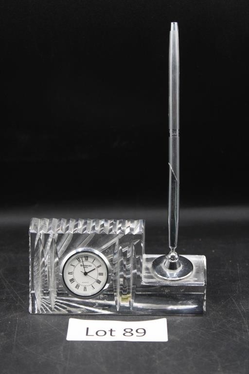 Waterford Crystal Desk Clock & Pen Holder