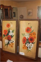 (2) Mid Century Flower Paintings