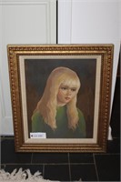 Portrait Of Blonde Girl Crying Oil On Board