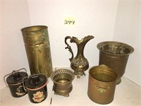 Brass Lot with Cheese Crocks