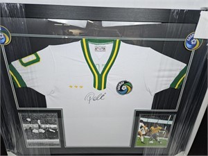 Pele Signed Framed Jersey PSA Certified 36x44