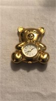 Gold tone Collezie teddy bear watch size clock