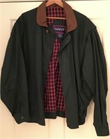 GANT GREEN LEATHER COLLAR JACKET LARGE