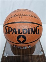 John Havlicek Signed Basketball in Wall Display