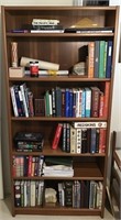 WOOD BOOKCASE WITH CONTENTS
