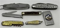 (NO) 7 Vintage Old Pocket Knifes, USS Kitty Hawk,