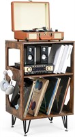 $76  2-Tier Rustic Record Stand  Holds 150 Albums