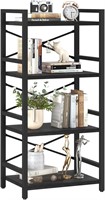 Yoobure 4 Tier Industrial Bookshelf  Black