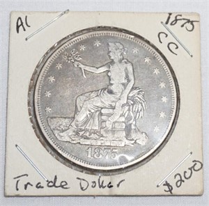 rare 1875 Carson City Trade Dollar