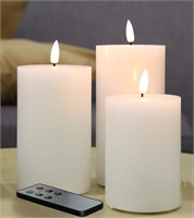White Pillar Candles  3 4 5 6 with Remote