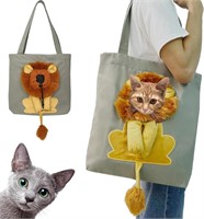 Lion-Shaped Pet Canvas Shoulder Bag  Dark Grey