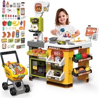 deAO Supermarket Playset with Cart  66 PCS