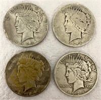 Lot of Four Old Silver Dollars