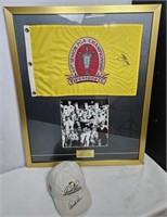 Arnold Palmer Signed & Framed Pin Flag & Photo. &