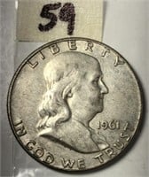 1961D Franklin Silver Half Dollar