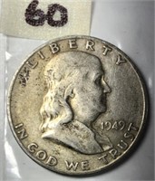1949S Franklin Silver Half Dollar