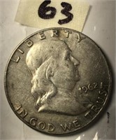 1962D Franklin Silver Half Dollar