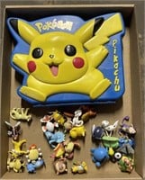 (M) Pokémon Pikachu Case, and Tomy Figures