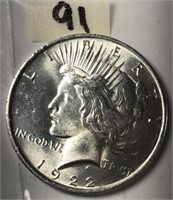 1922 Peace Silver Dollar AU