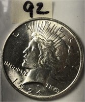 1924 Peace Silver Dollar AU